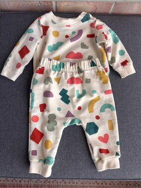 Cat & Jack Cream One-Piece Footie with Multicolor Geometric Shapes